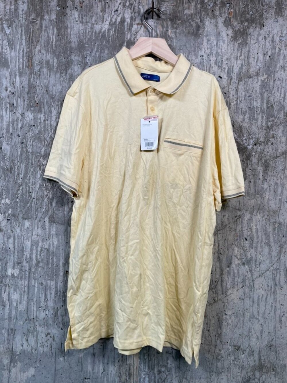 APT. 9 Men's Short Sleeve Tipped Polo Size L in Soft Yellow